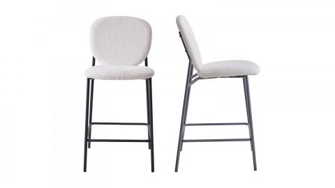 Lot de 2 tabourets de bar en tissu bouclette beige, piètement noir - Alta -  Homifab