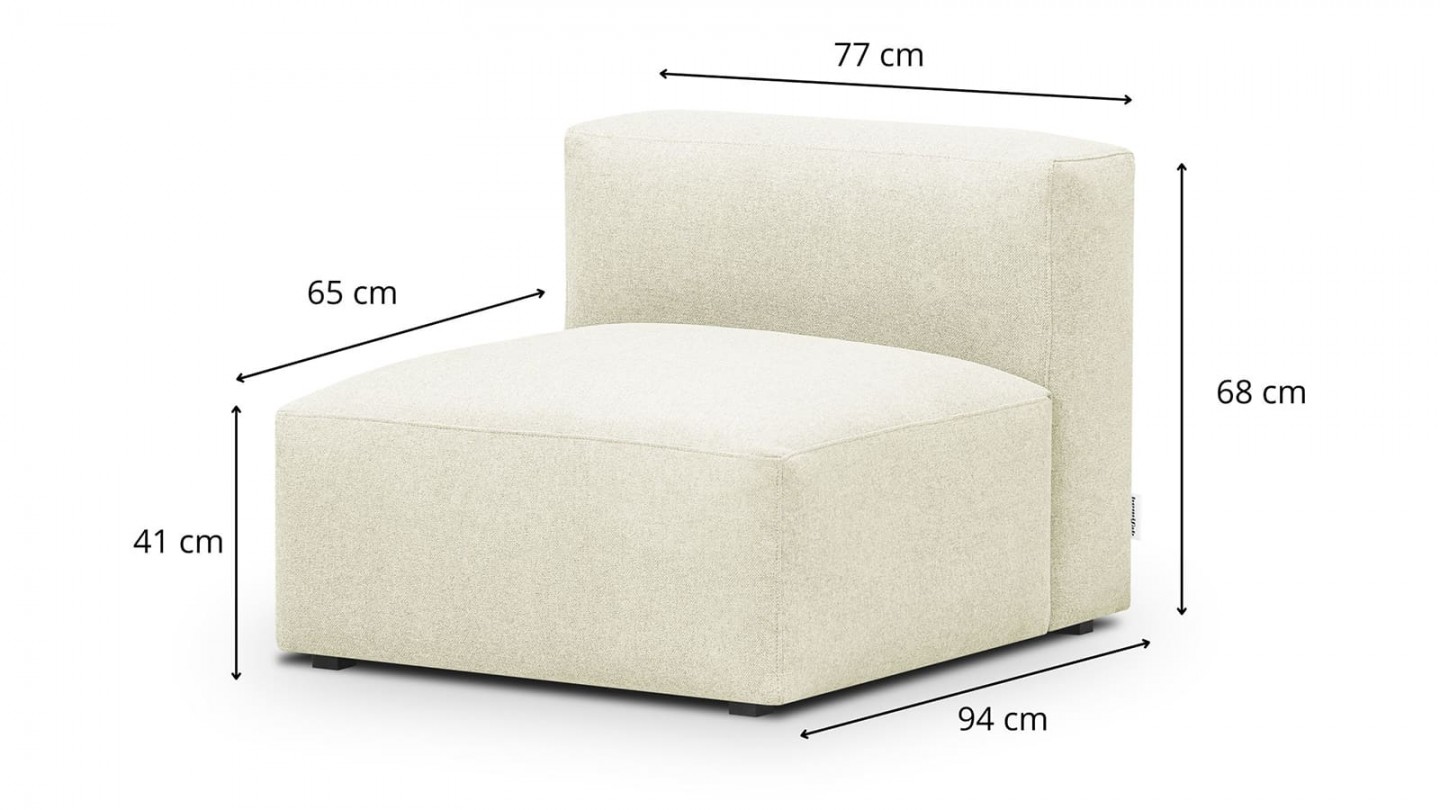 Canapé d'angle à gauche modulable avec méridienne 4 places en tissu ivoire - Modulo