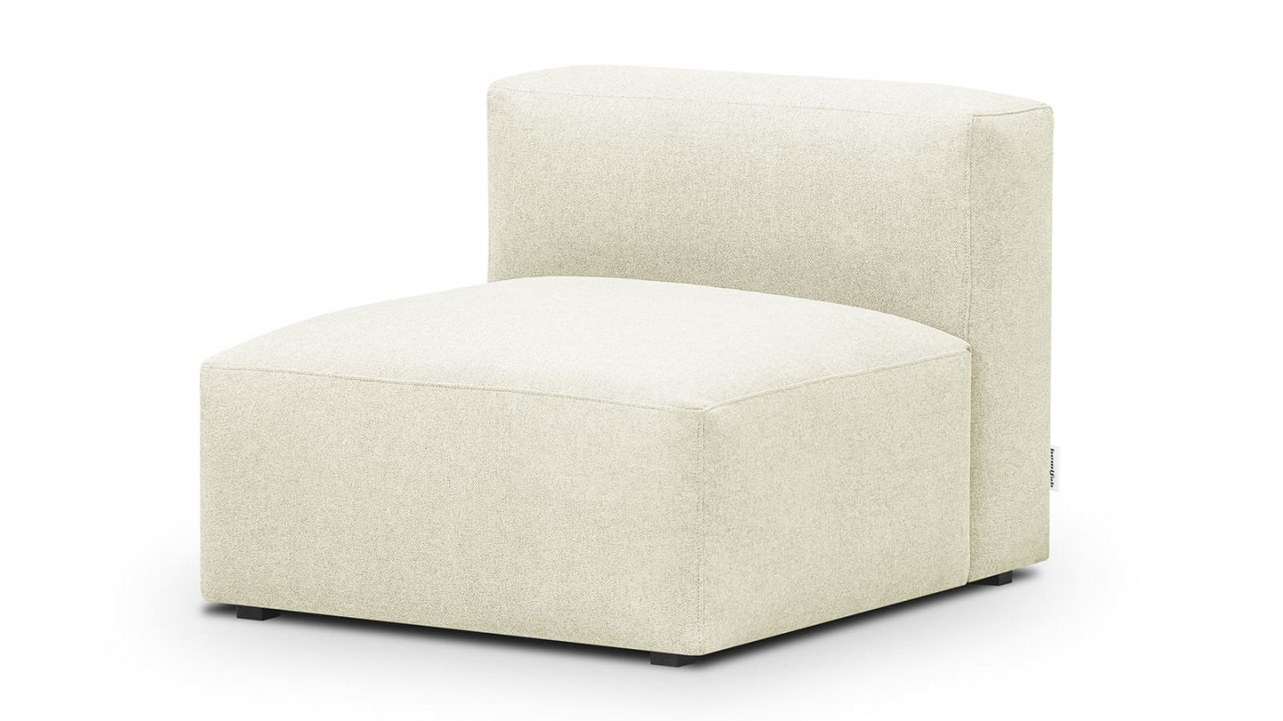 Canapé d'angle à gauche modulable avec méridienne 5 places en tissu ivoire - Modulo