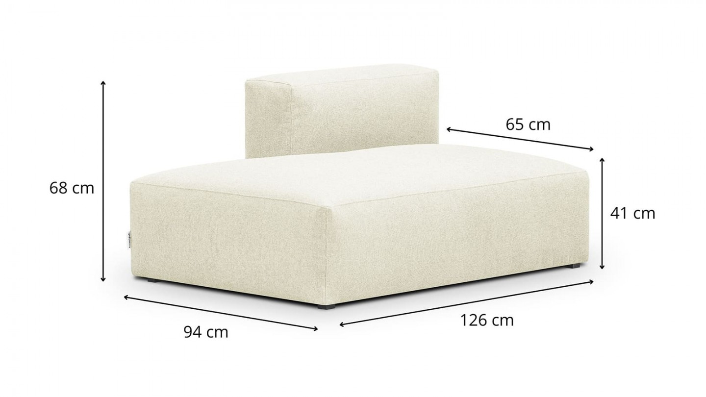 Canapé d'angle à droite modulable avec méridienne 5 places en tissu ivoire - Modulo