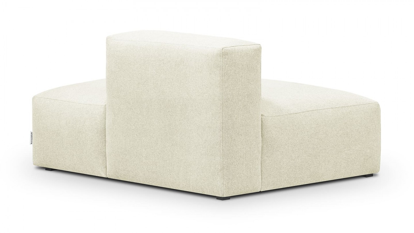 Canapé d'angle à gauche modulable avec méridienne 3/4 places en tissu ivoire - Modulo