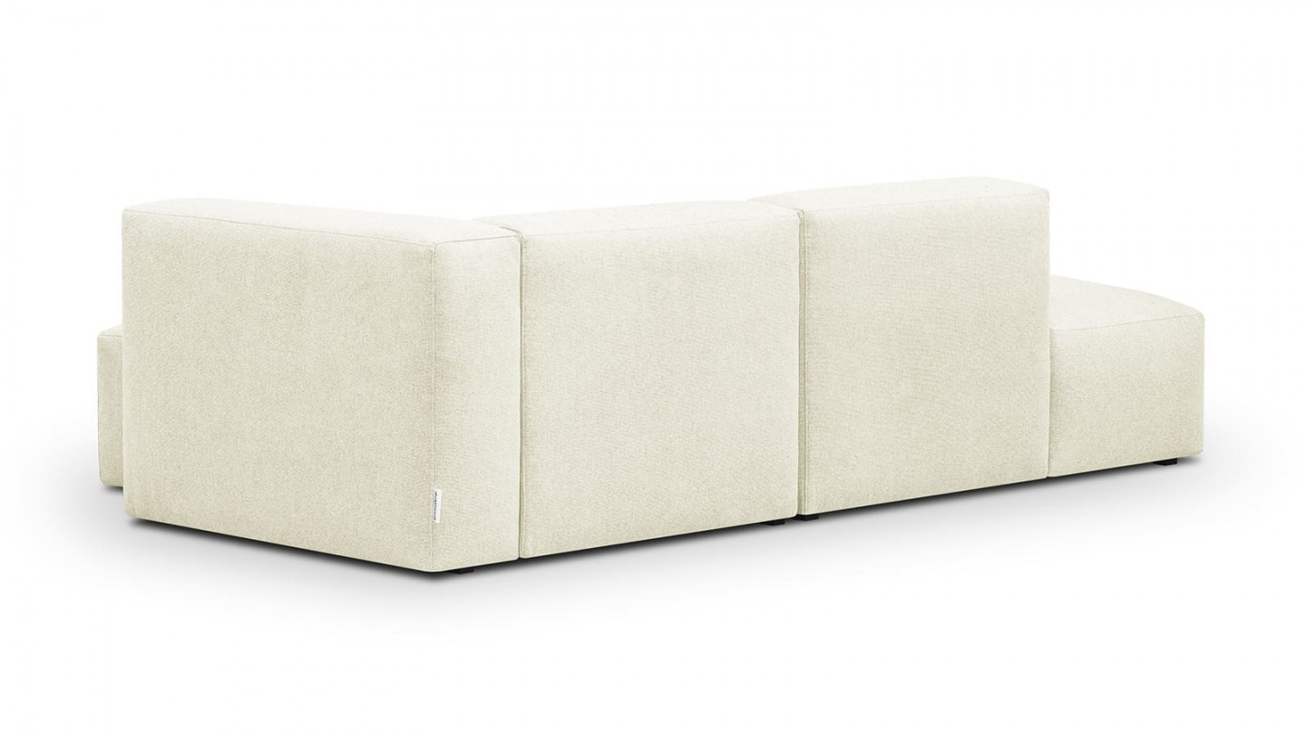 Canapé d'angle à droite modulable avec méridienne 3/4 places en tissu ivoire - Modulo