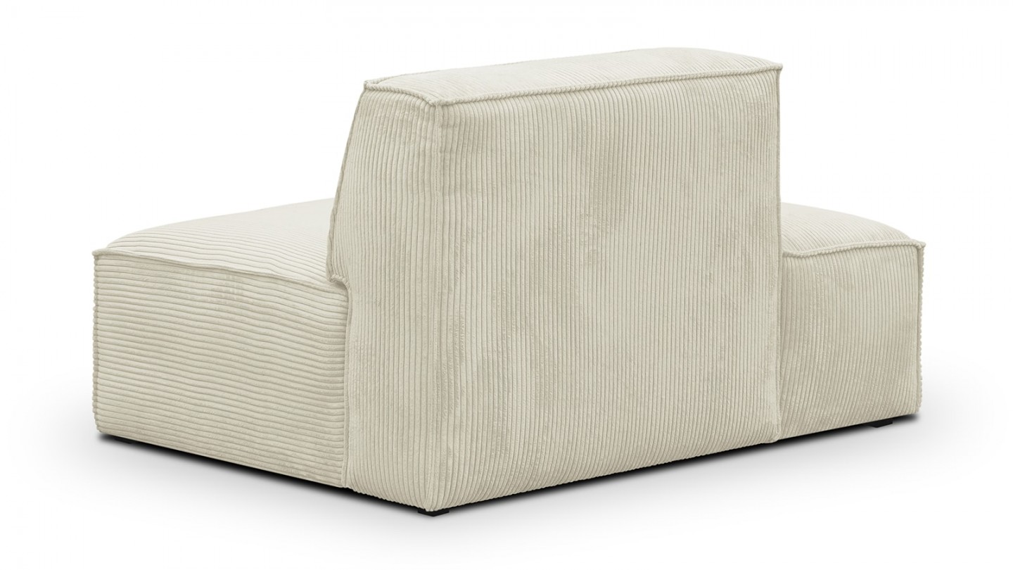 Canapé d'angle à droite modulable avec méridienne 6 places en velours côtelé beige - Rezia