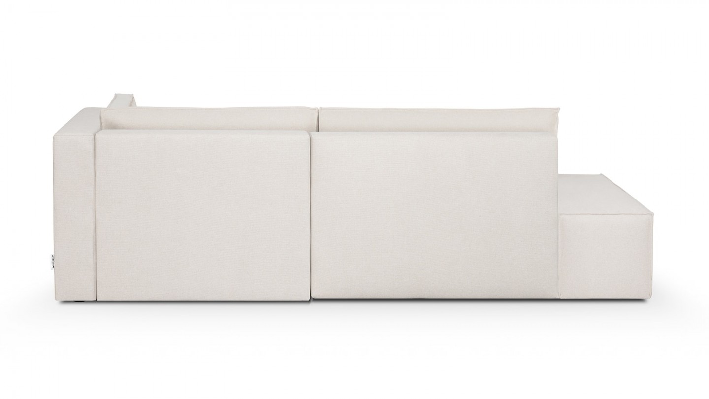 Canapé d'angle à droite convertible 3 places avec coffre de rangement en tissu beige - Barani