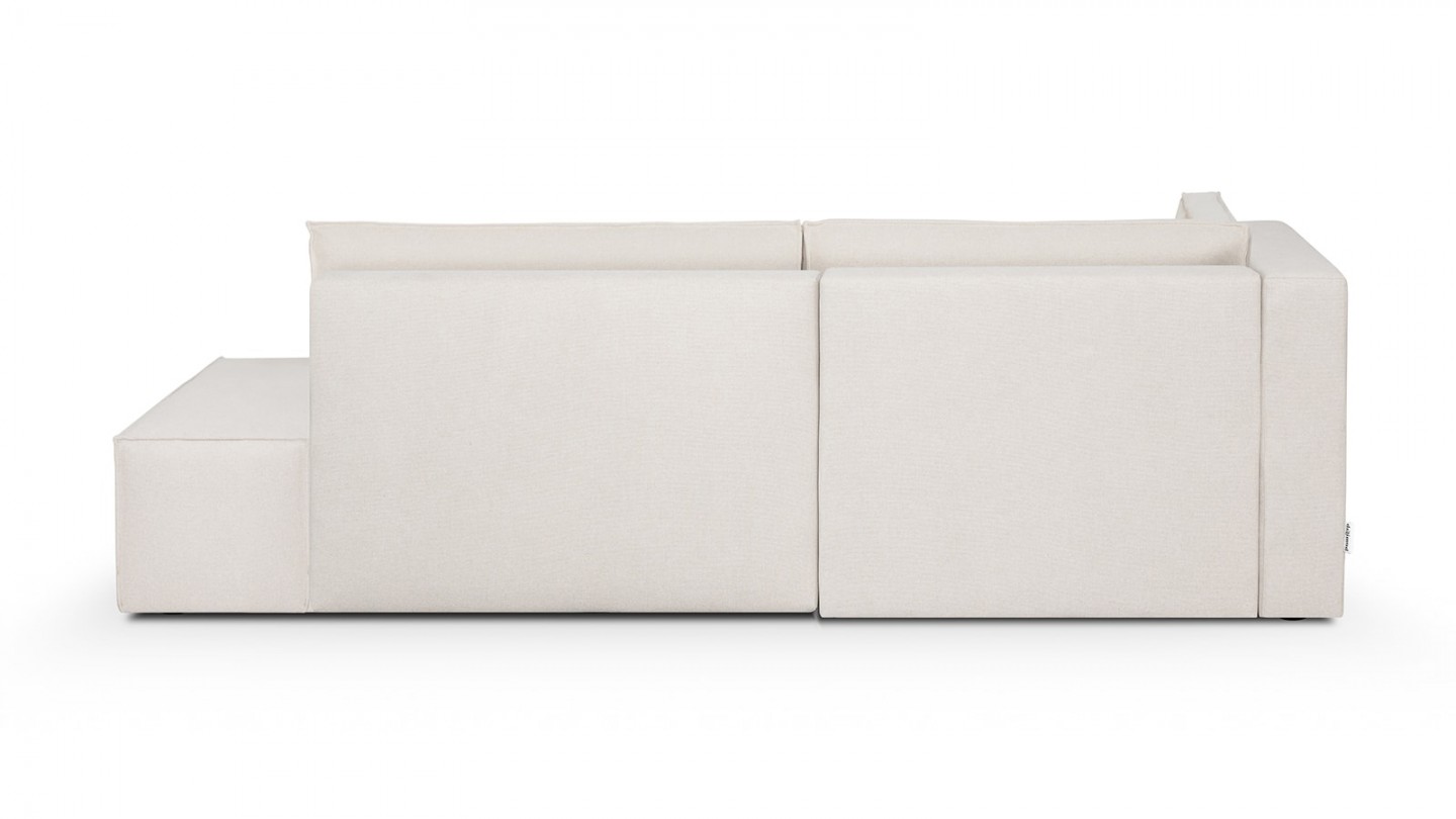 Canapé d'angle à gauche convertible 3 places avec coffre de rangement en tissu beige - Barani