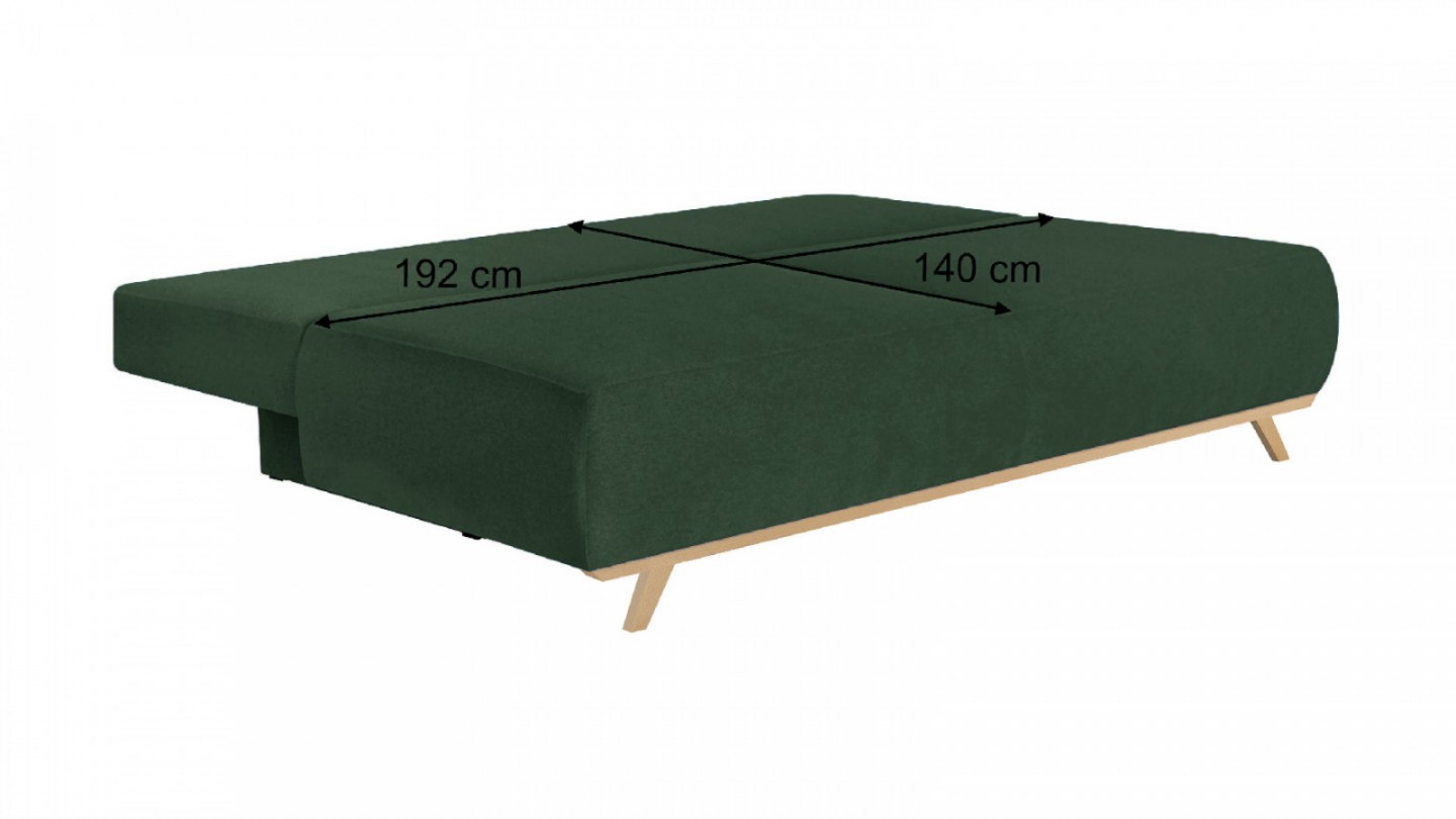 Canapé convertible 3 places avec coffre de rangement en tissu vert foncé - Laria New