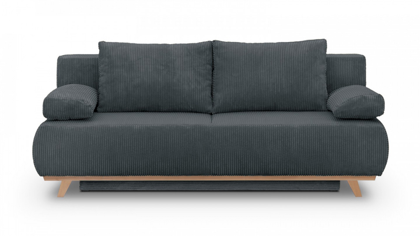 Canapé convertible 3 places avec coffre de rangement en velours côtelé