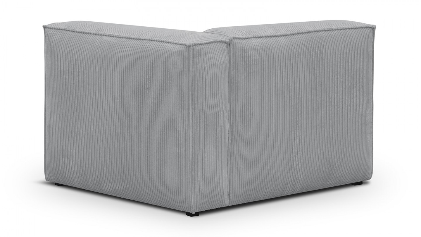 Canapé modulable 3 places en velours côtelé gris clair - Rezia