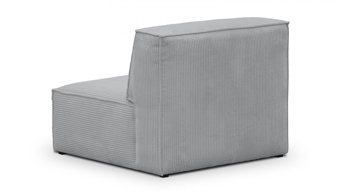 Canapé modulable 5 places en velours côtelé gris clair - Rezia
