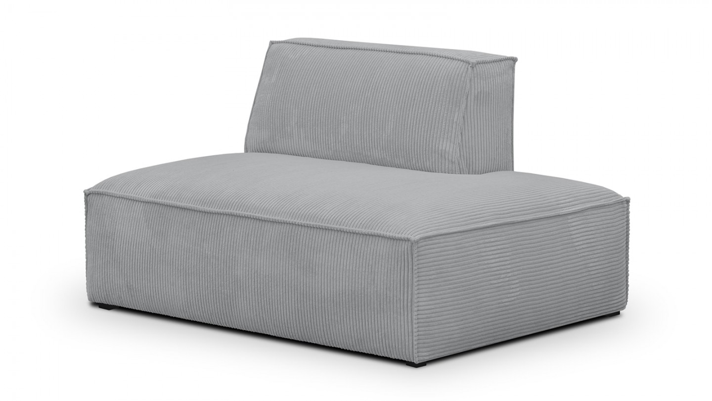 Canapé d'angle à gauche modulable avec méridienne 4 places en velours côtelé gris clair - Rezia