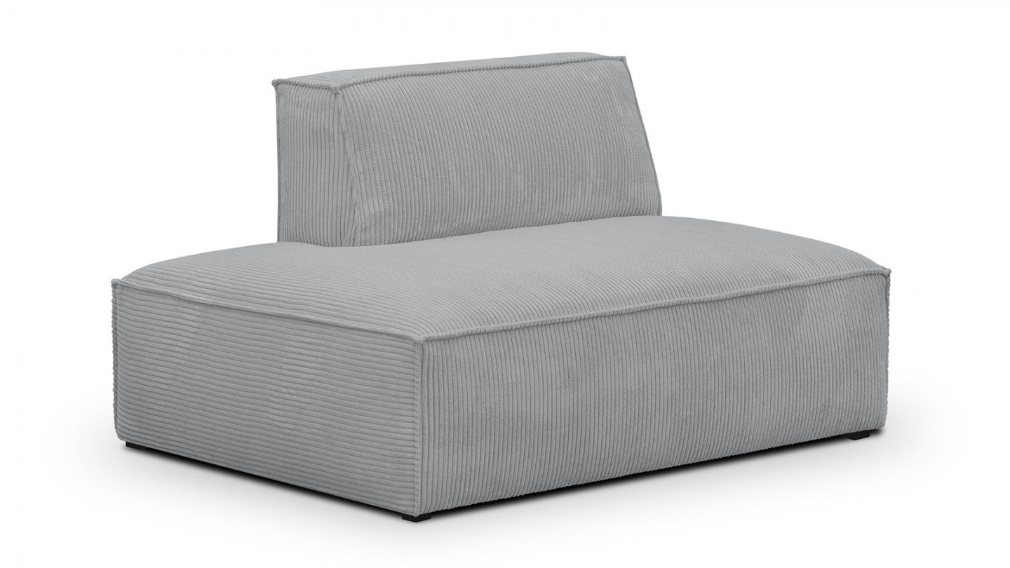 Canapé d'angle à droite modulable avec méridienne 4 places en velours côtelé gris clair - Rezia