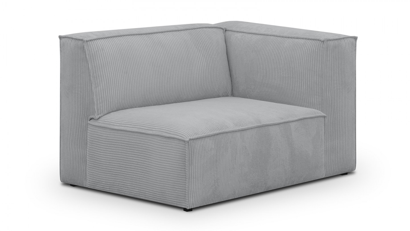 Canapé d'angle à gauche modulable avec méridienne 3 places en velours côtelé gris clair - Rezia