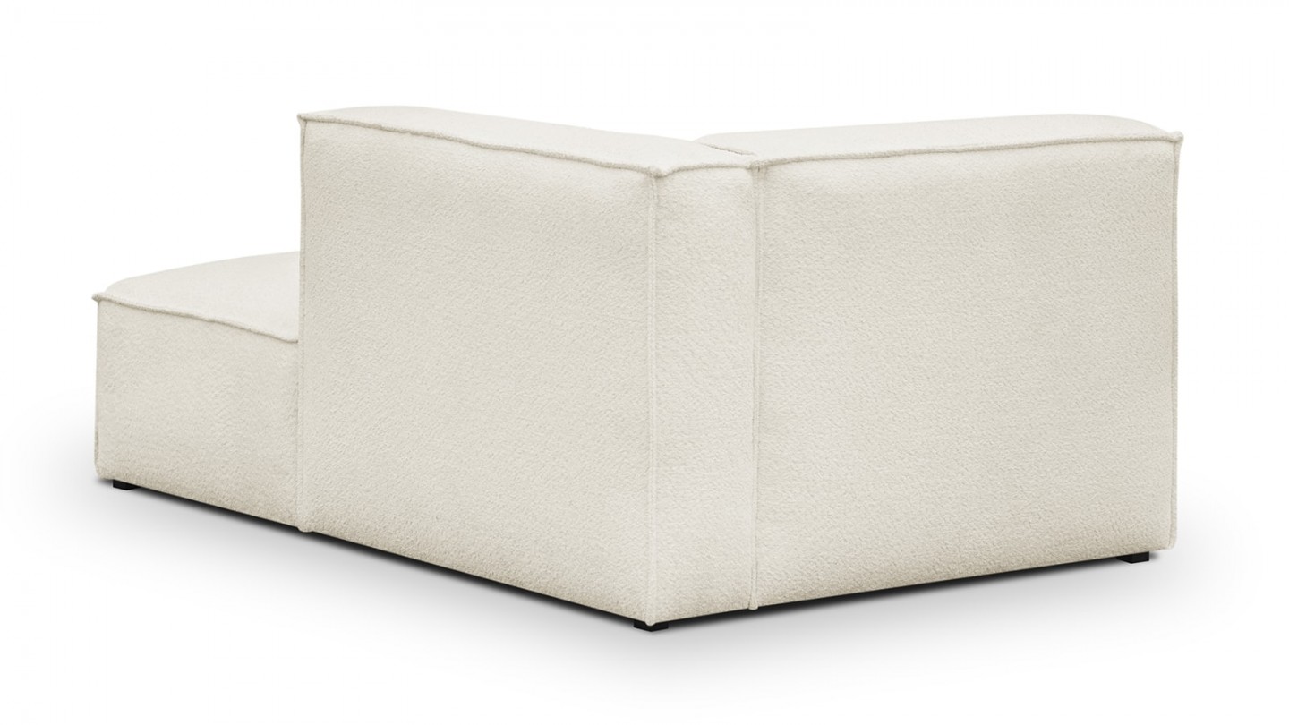 Canapé d'angle à droite modulable avec méridienne 4 places en tissu bouclette écru - Rezia