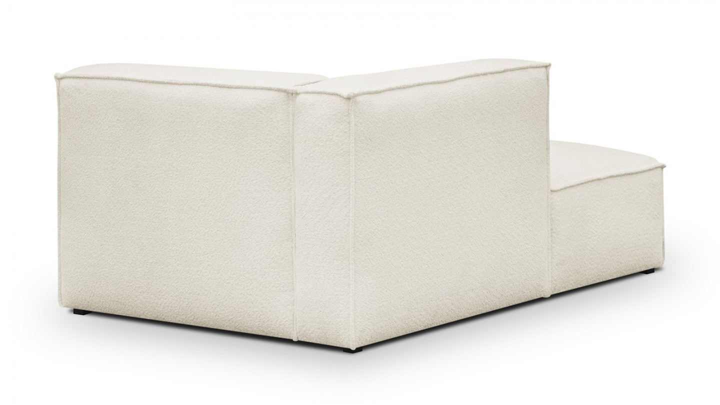 Canapé d'angle à gauche modulable avec méridienne 6 places en tissu bouclette écru - Rezia