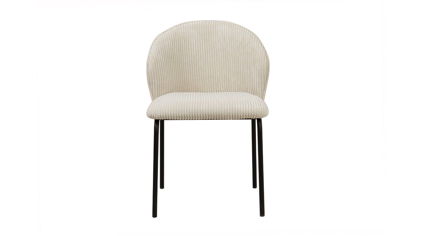 Lot de 2 chaises de salle à manger en velours côtelé beige - piètement