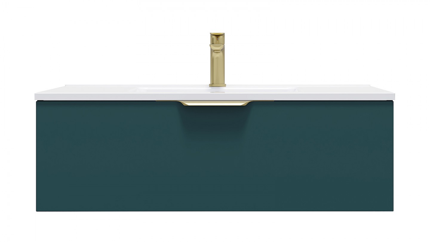 Meuble de salle de bain suspendu vasque intégrée 90cm 1 tiroir Bleu - Swing