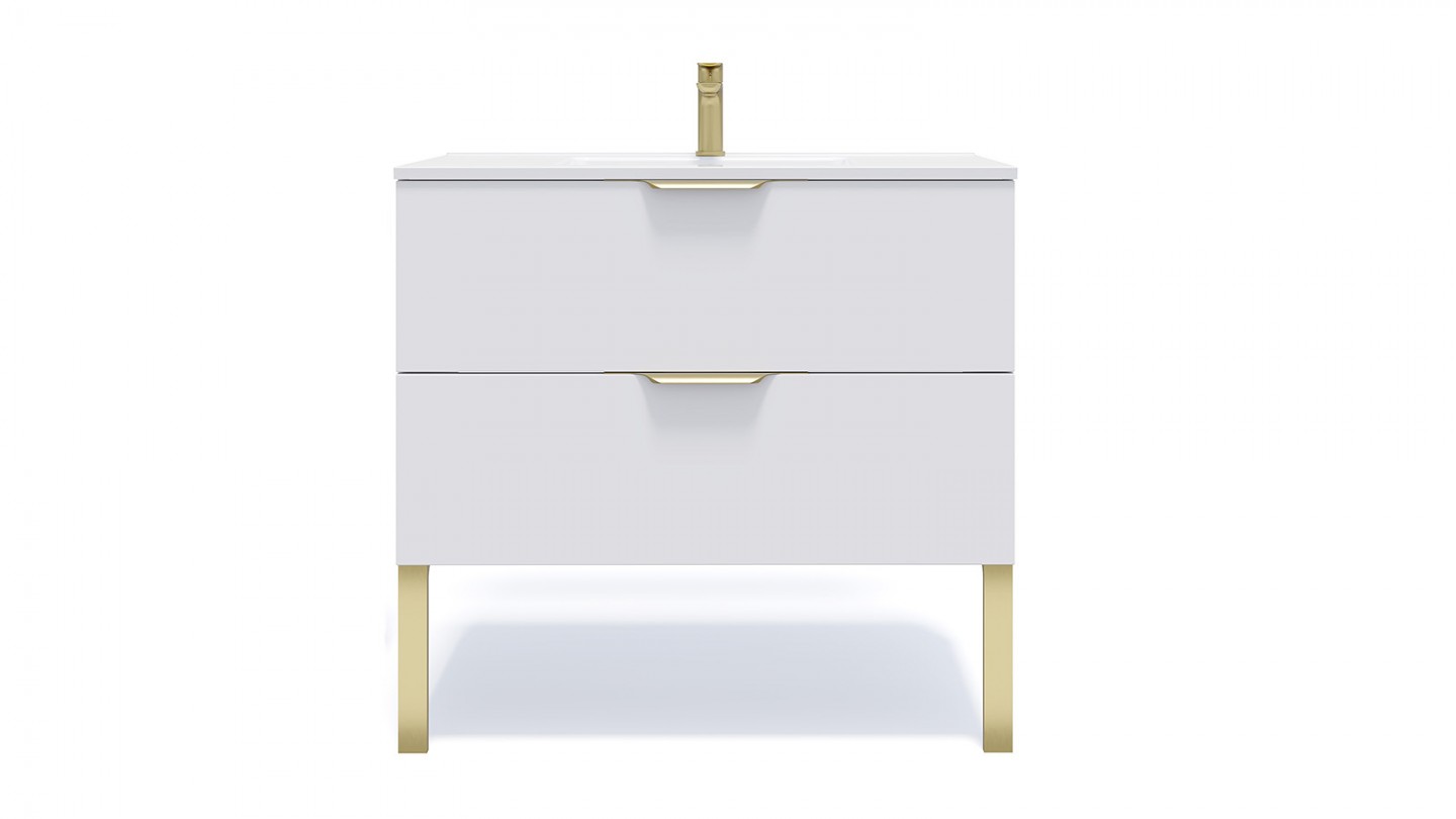 Meuble De Salle De Bain Suspendu Double Vasque Intégrée 120cm 2 Tiroirs Façon Béton - HOMIFAB