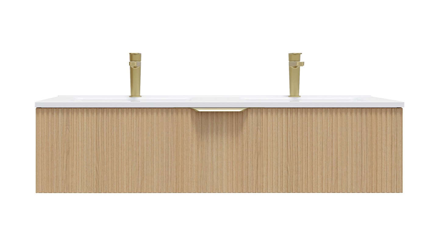Meuble de salle de bain suspendu double vasque intégrée 120cm 1 tiroir