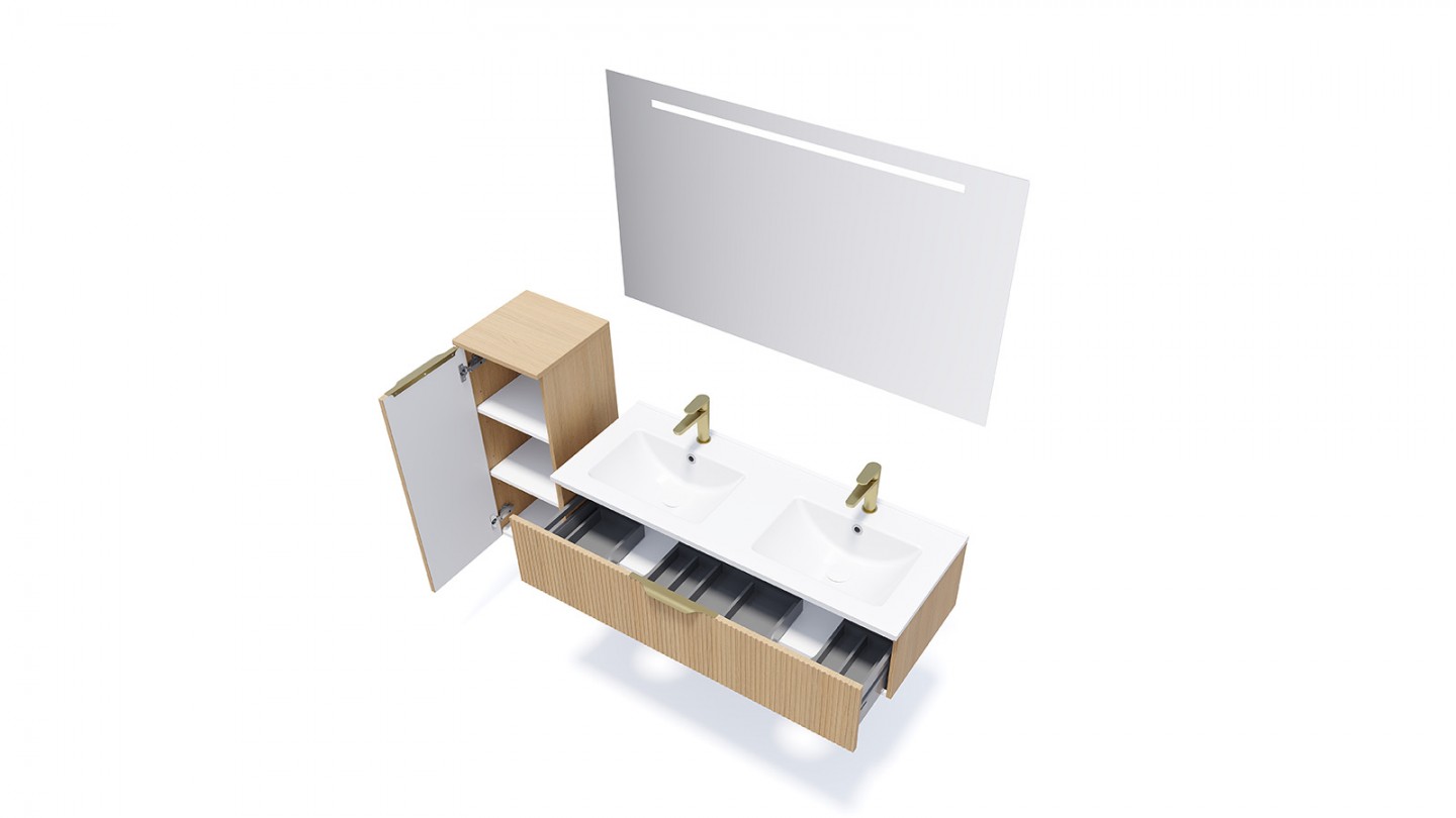Meuble Salle De Bain Double Vasque 120 Cm Suspendu Meuble de salle de bain suspendu double vasque intégrée 120cm 1 tiroir