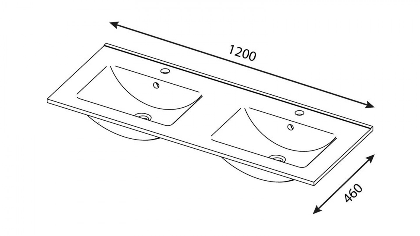 Meuble de salle de bain suspendu double vasque intégrée 120cm 2 tiroirs