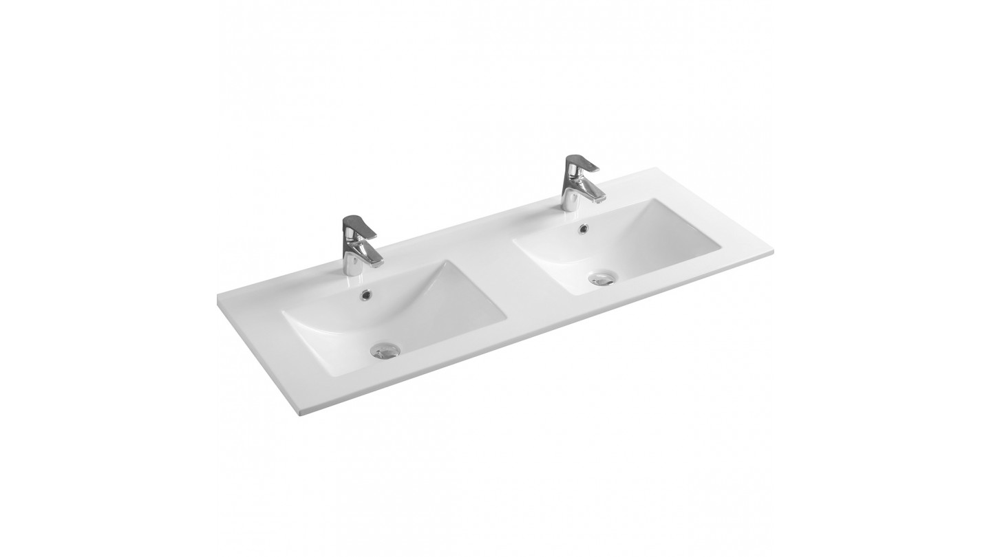 Meuble de salle de bain suspendu double vasque intégrée 120cm 2 tiroirs