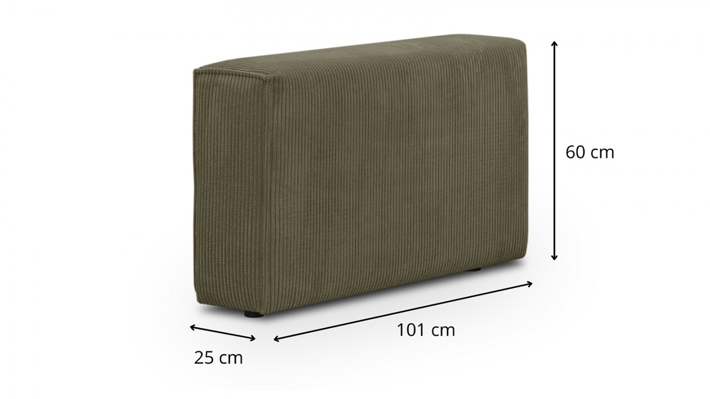 Canapé d'angle modulable 5 places en velours côtelé vert kaki - Harper Mod