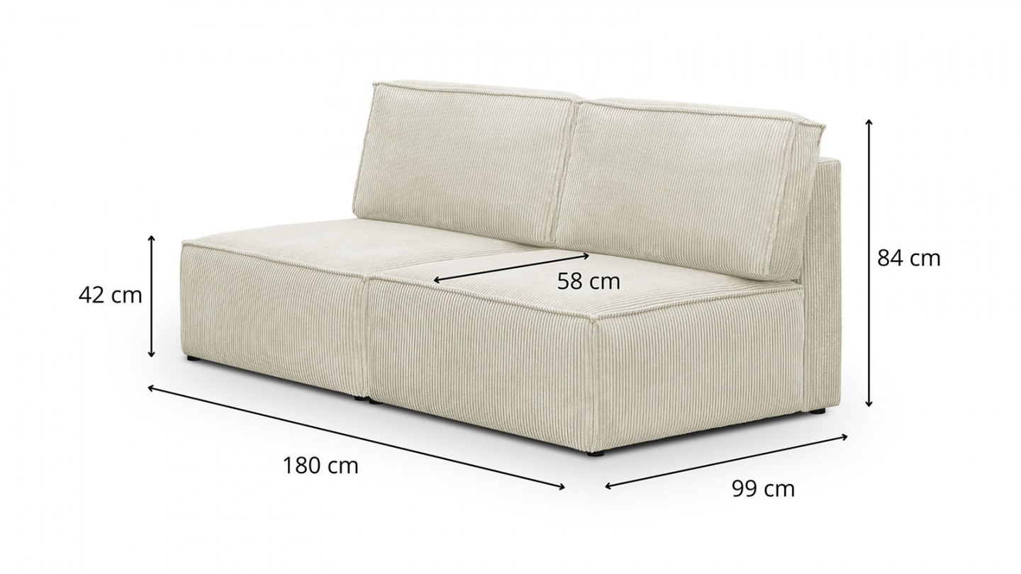 Canapé d'angle modulable 5 places en velours côtelé beige - Harper Mod