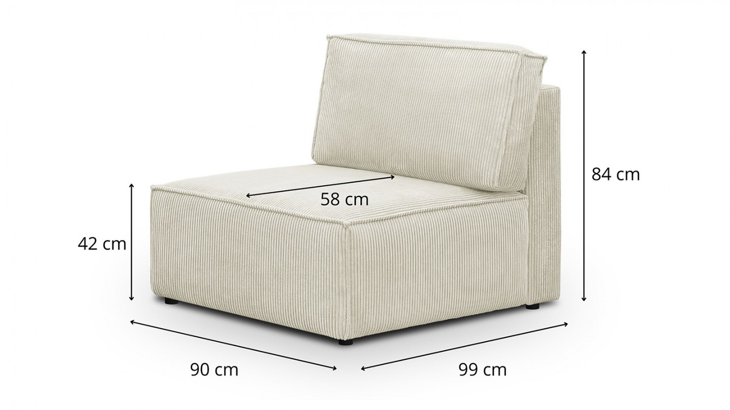 Canapé d'angle à gauche modulable 8 places en velours côtelé beige - Harper Mod