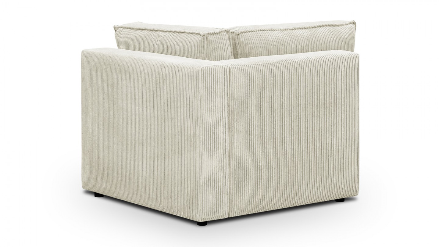 Canapé d'angle à droite modulable 8 places avec pouf en velours côtelé beige - Harper Mod