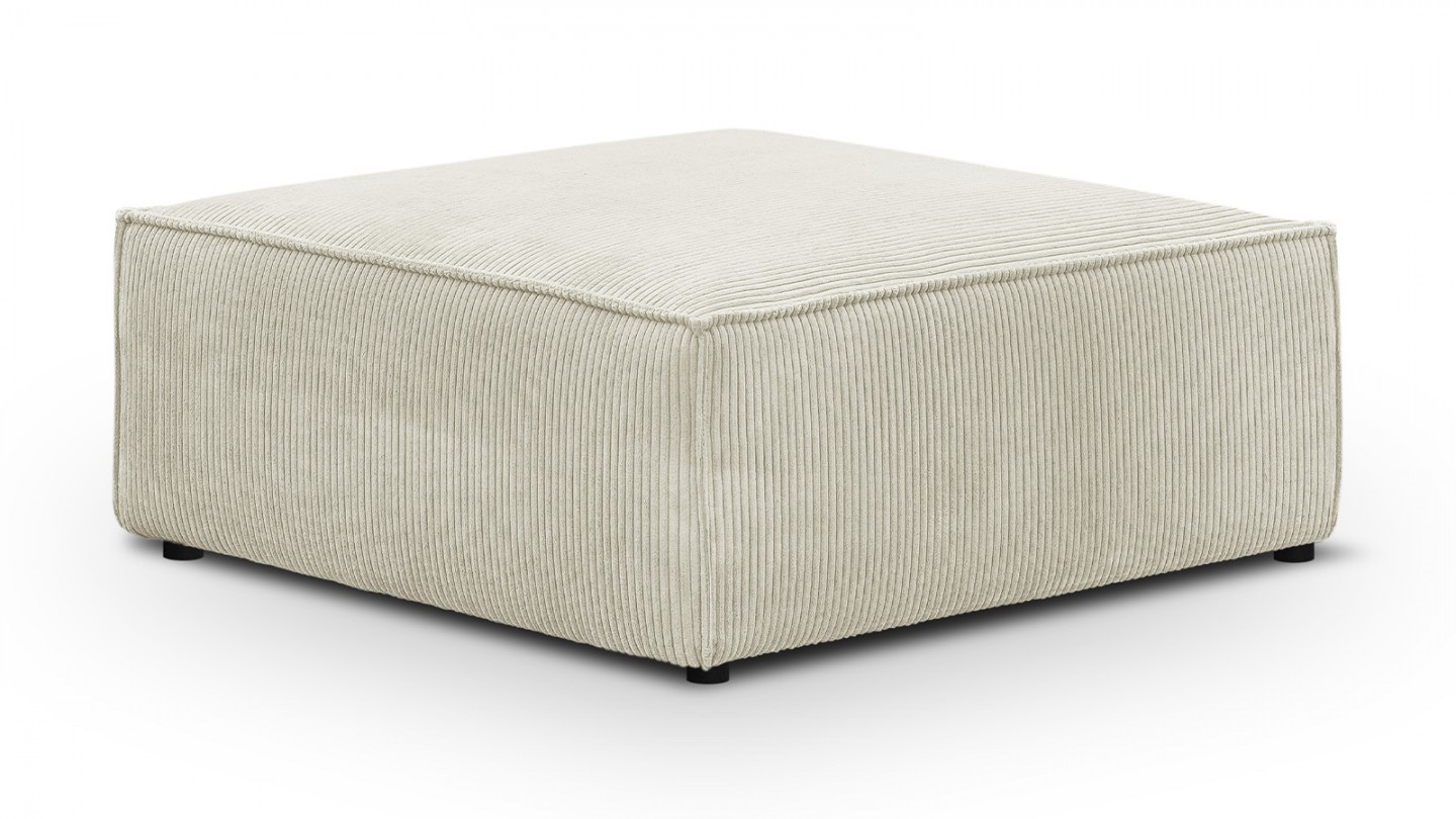 Canapé d'angle à droite modulable 8 places avec pouf en velours côtelé beige - Harper Mod