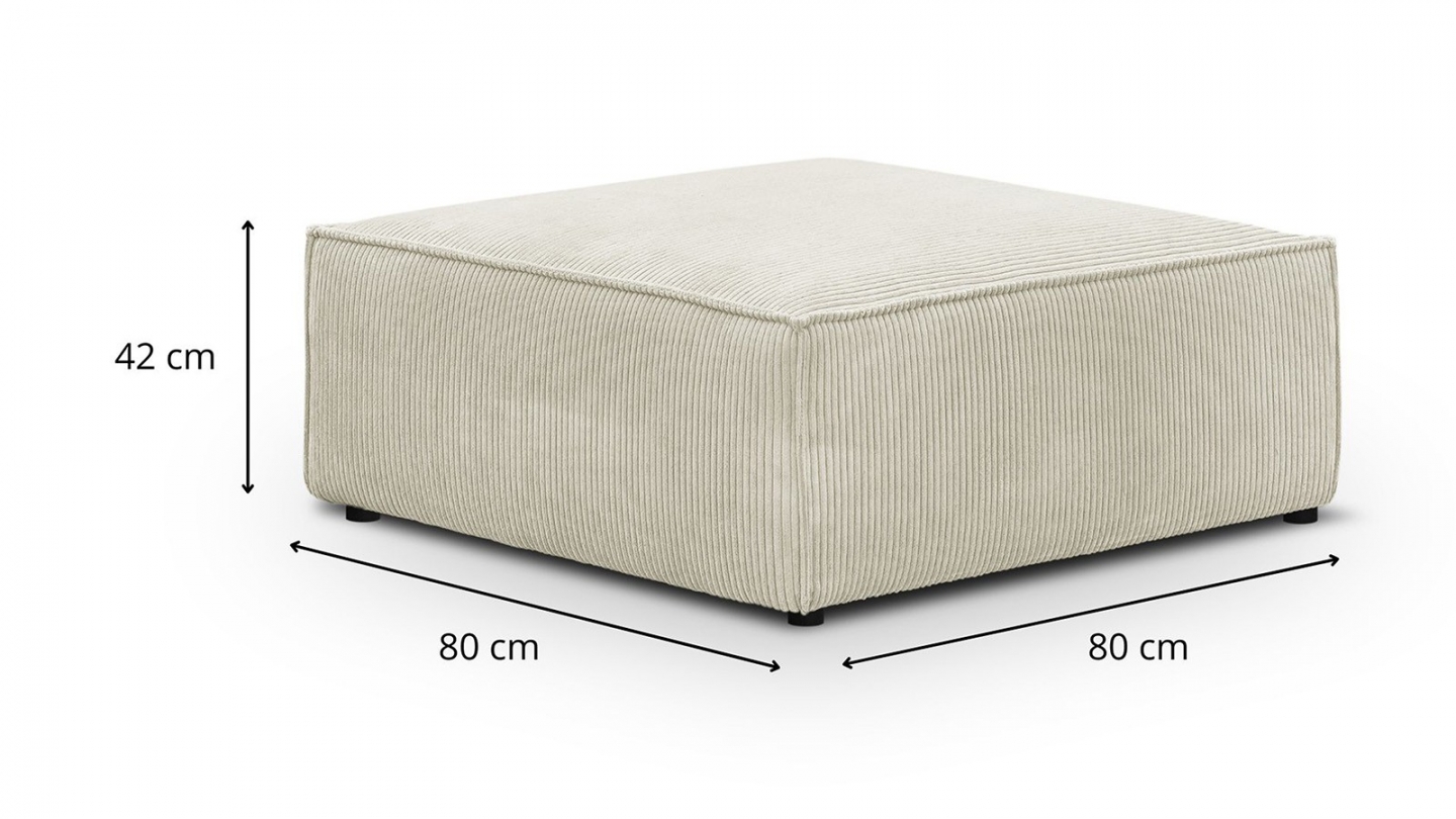Pouf en velours côtelé beige carré 43x43x43cm Pouf en velours côtelé beige carré 43x43x43cm