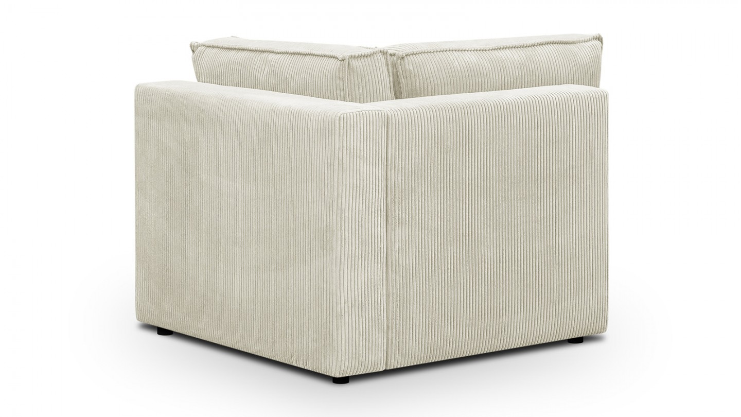 Canapé d'angle à gauche modulable 4 places avec 2 poufs en velours côtelé beige - Harper Mod