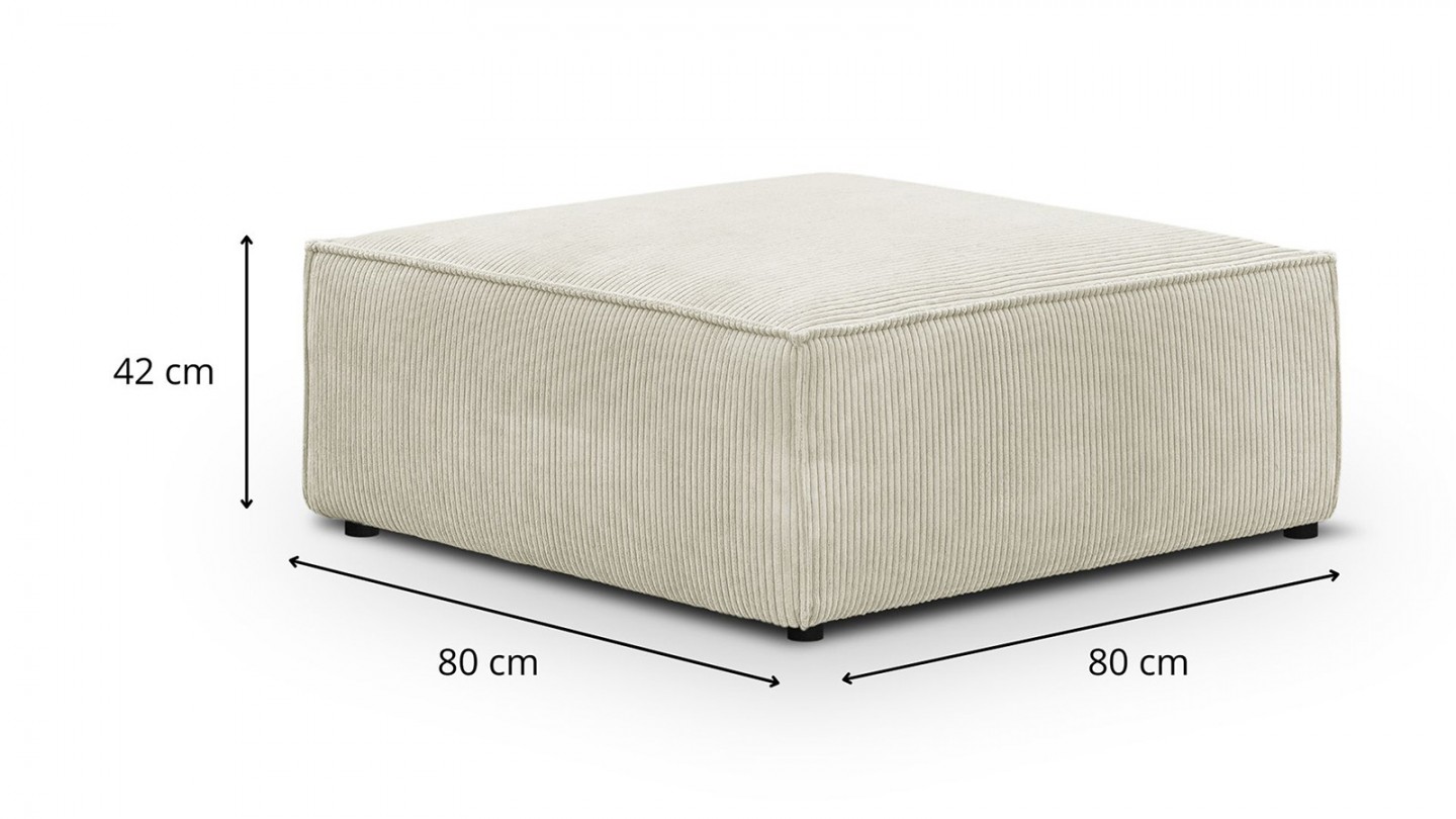 Canapé d'angle à droite modulable 4 places avec 2 poufs en velours côtelé beige - Harper Mod