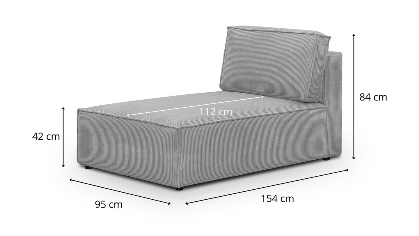 Canapé d'angle à gauche panoramique modulable convertible 10 places avec pouf en velours côtelé gris clair - Harper Mod