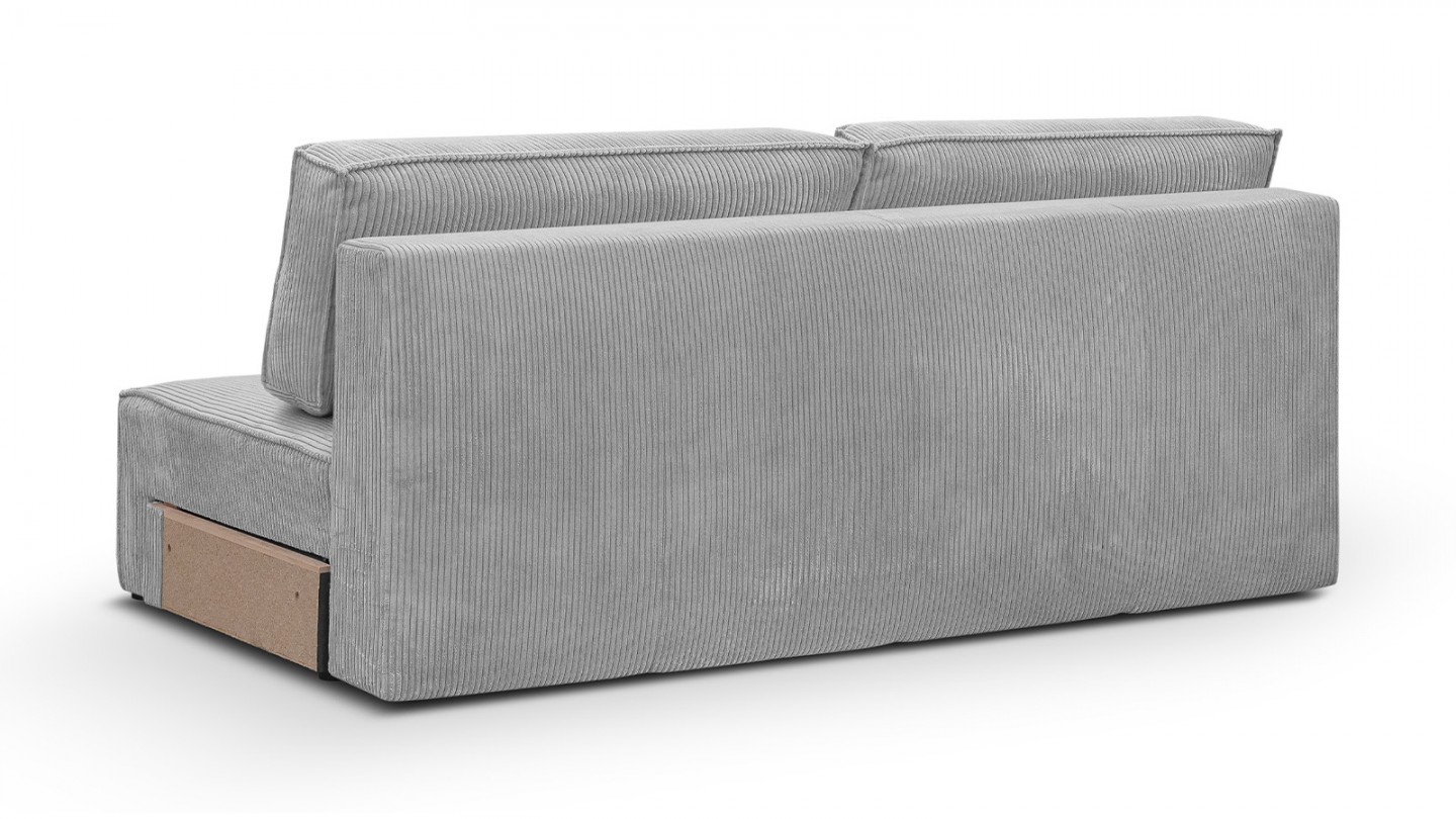 Canapé d'angle à gauche panoramique modulable convertible 10 places avec pouf en velours côtelé gris clair - Harper Mod