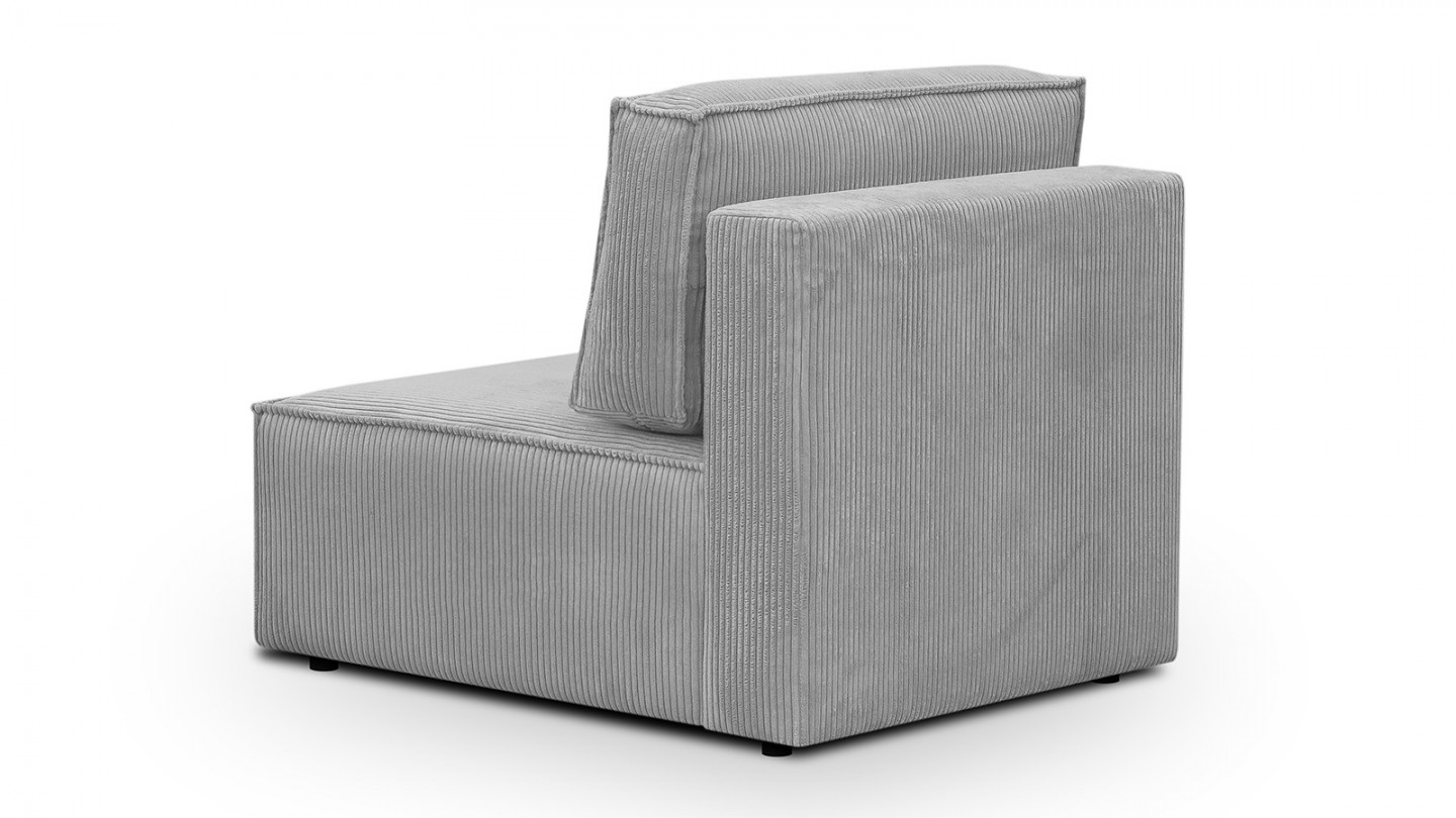 Canapé d'angle à gauche modulable 8 places en velours côtelé gris clair - Harper Mod