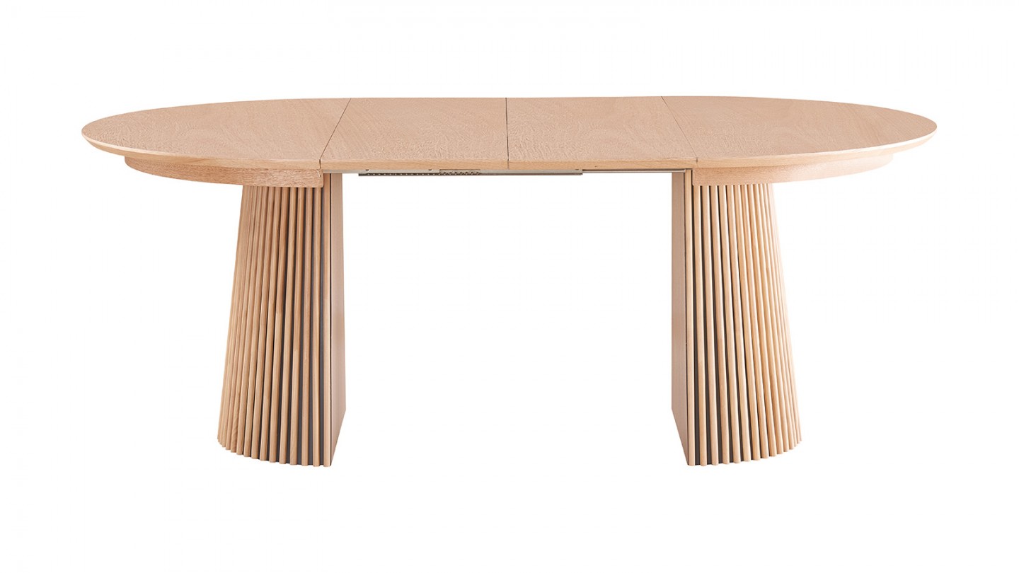 Table à manger ronde extensible en bois 4 à 8 personnes - 120/200 cm