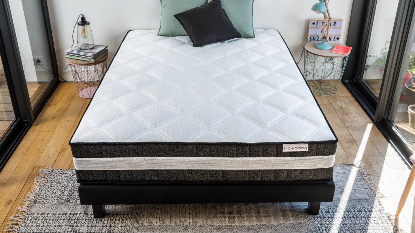 Matelas ressorts ensachés 140x190 - 7 zones de confort + mousse effet  mémoire de forme - Spring Premium - Homifab