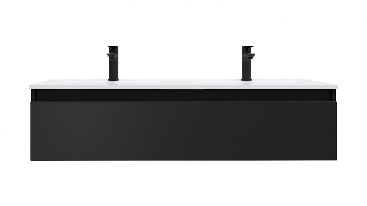 Meuble de salle de bain suspendu double vasque intégrée 120cm 1 tiroir
