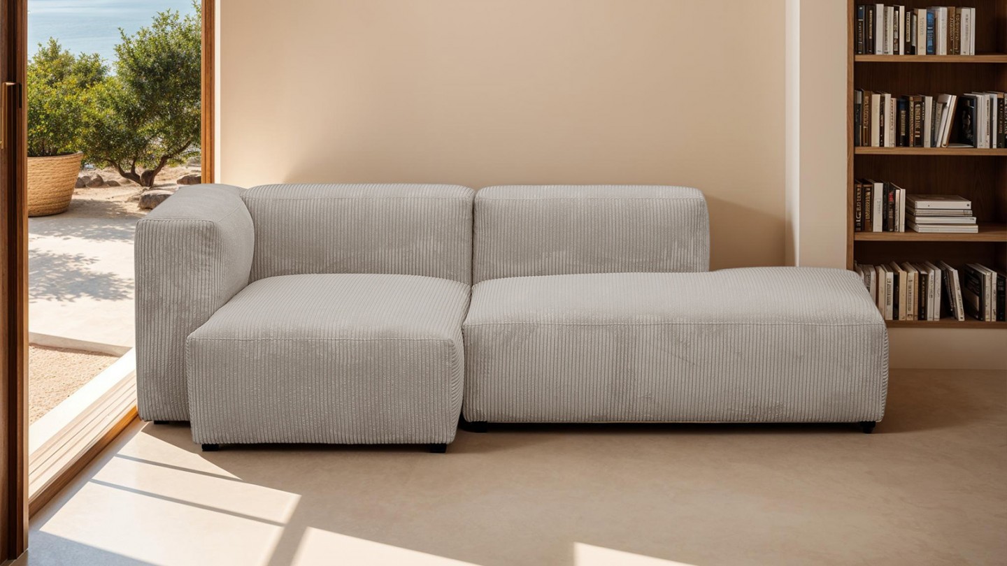 Canapé D'angle Gauche Maisons Du Monde Ardosa – 3 Places, Velours Beige (occasion)