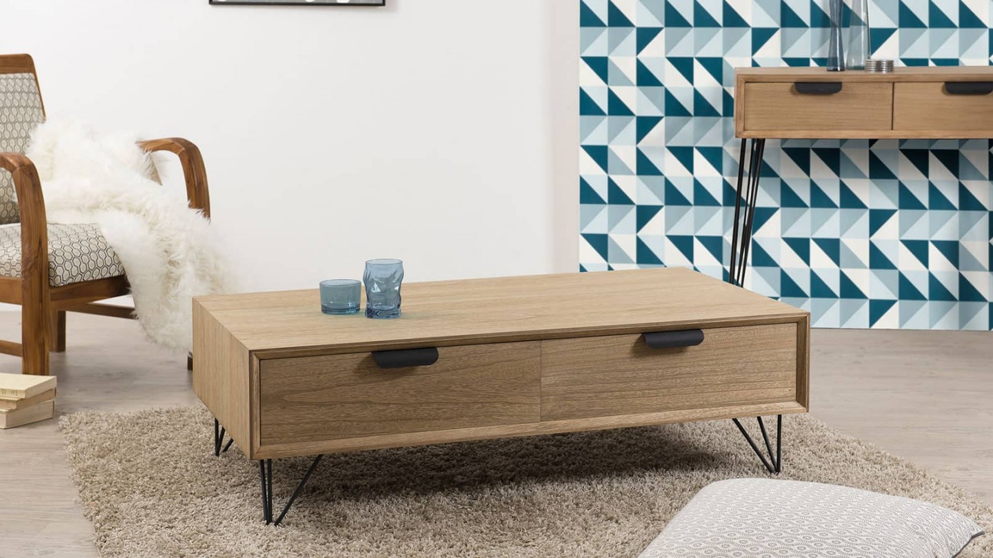 Løtta - Table basse 4 tiroirs
