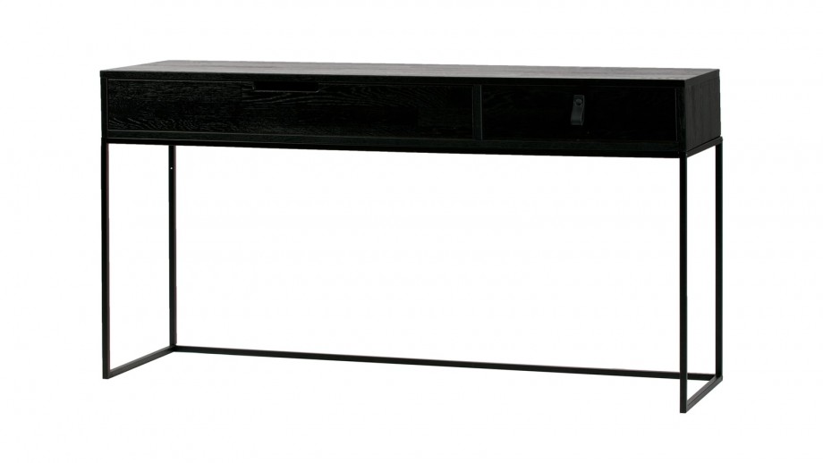 Console 2 tiroirs en chêne brossé noir - Collection Silas - Woood