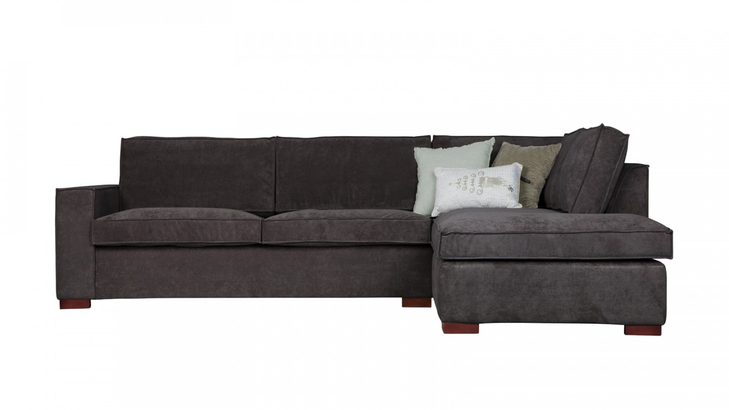 Canapé d'angle droit 4 places en tissu gris foncé - Collection Thomas - Woood