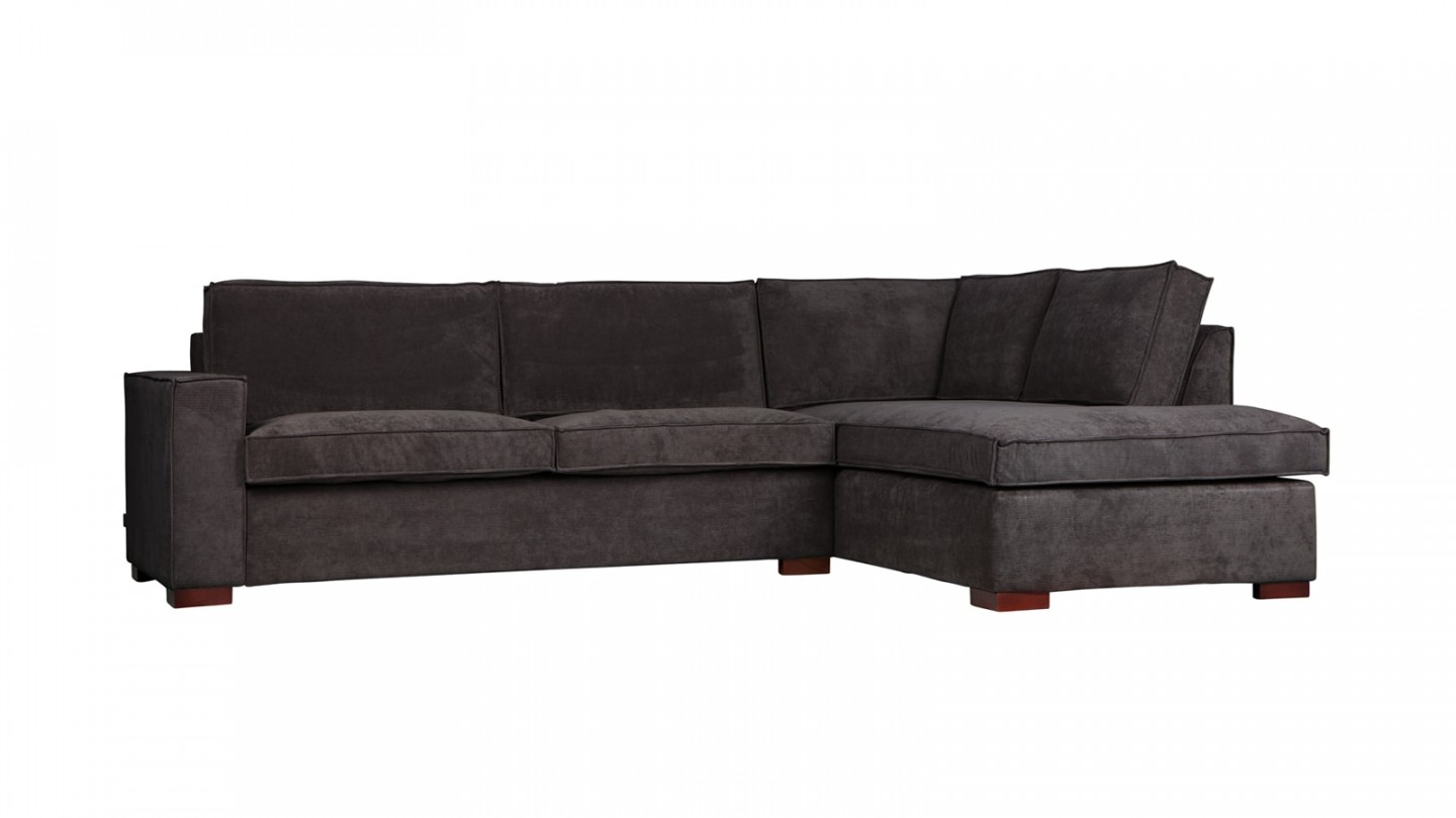 Canapé d'angle droit 4 places en tissu gris foncé - Collection Thomas - Woood