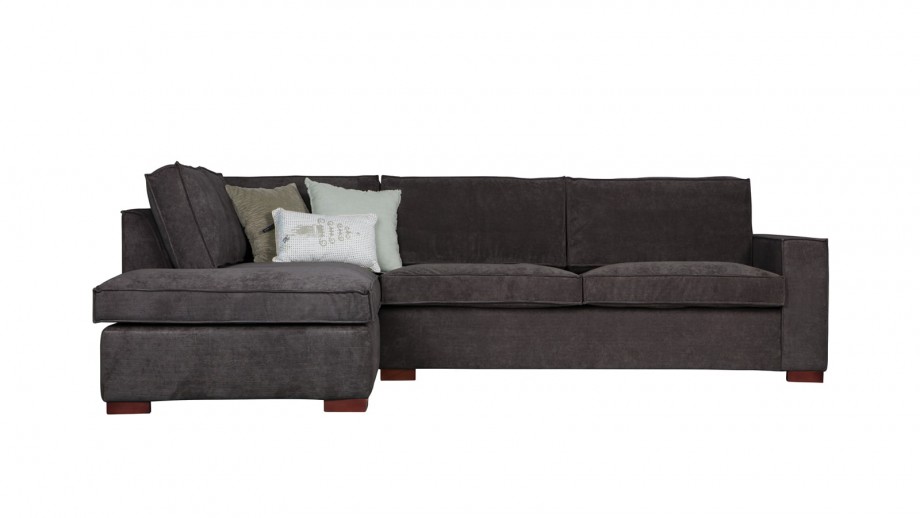 Canapé d'angle gauche 4 places en tissu gris foncé - Collection Thomas - Woood