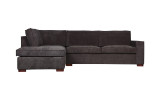 Canapé d'angle gauche 4 places en velours gris foncé - Collection Thomas - Woood