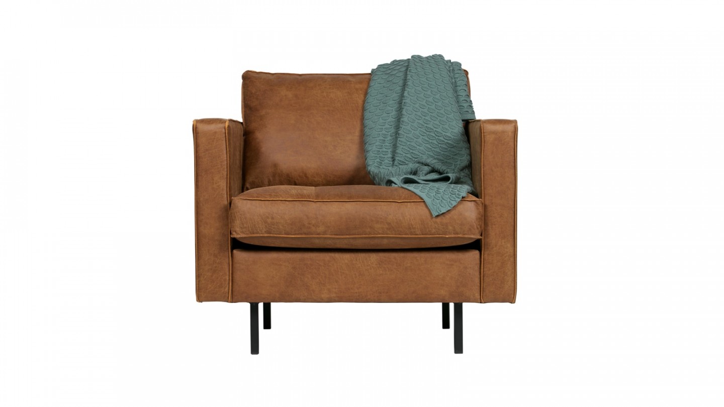 Fauteuil en cuir cognac - Collection Rodeo - BePureHome