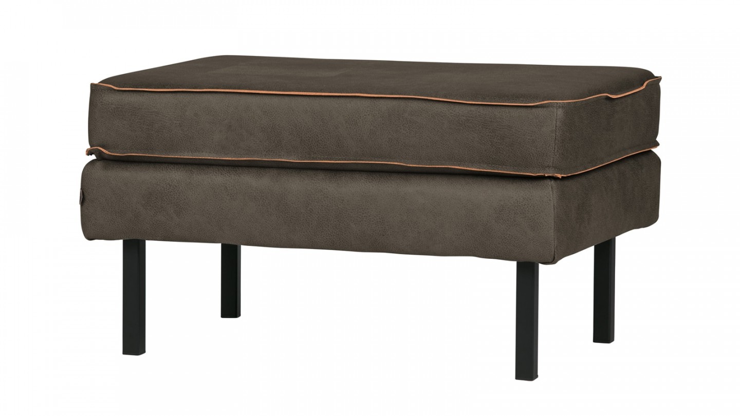 Tabouret en cuir kaki - Collection Rodeo - BePureHome