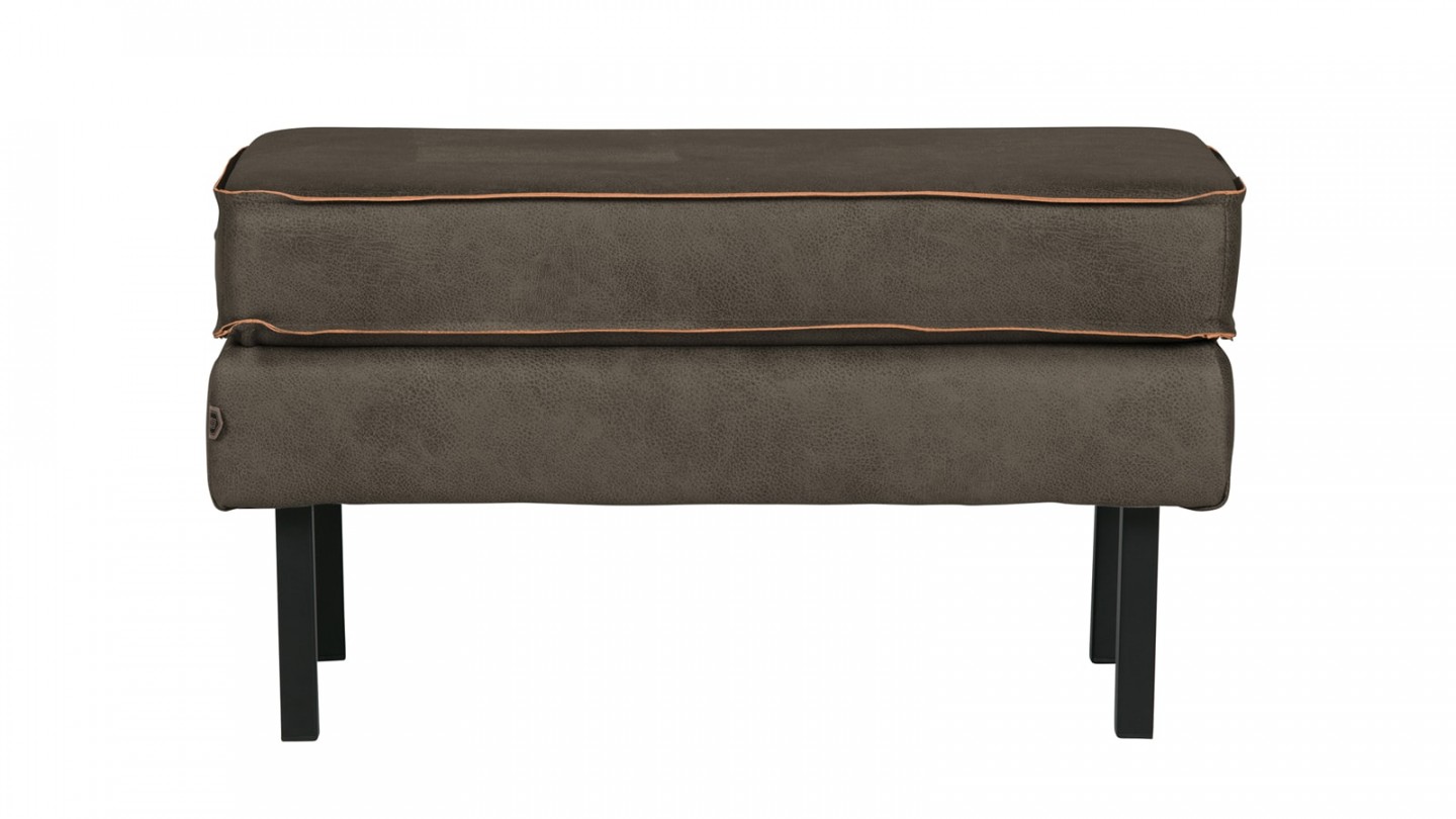 Tabouret en cuir kaki - Collection Rodeo - BePureHome