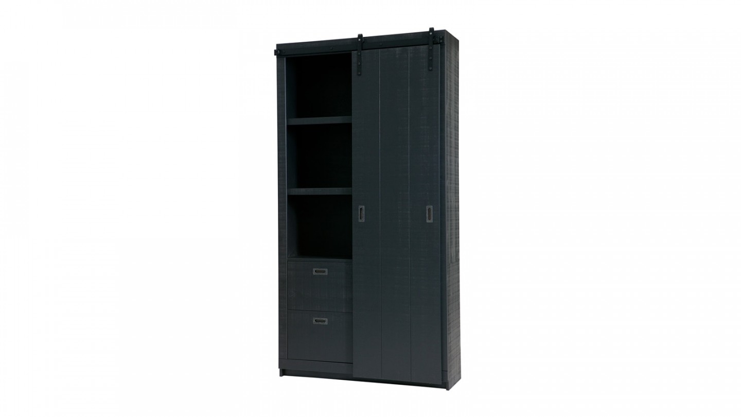 Armoire en pin massif brut noir - Collection Slide Barn -Vtwonen